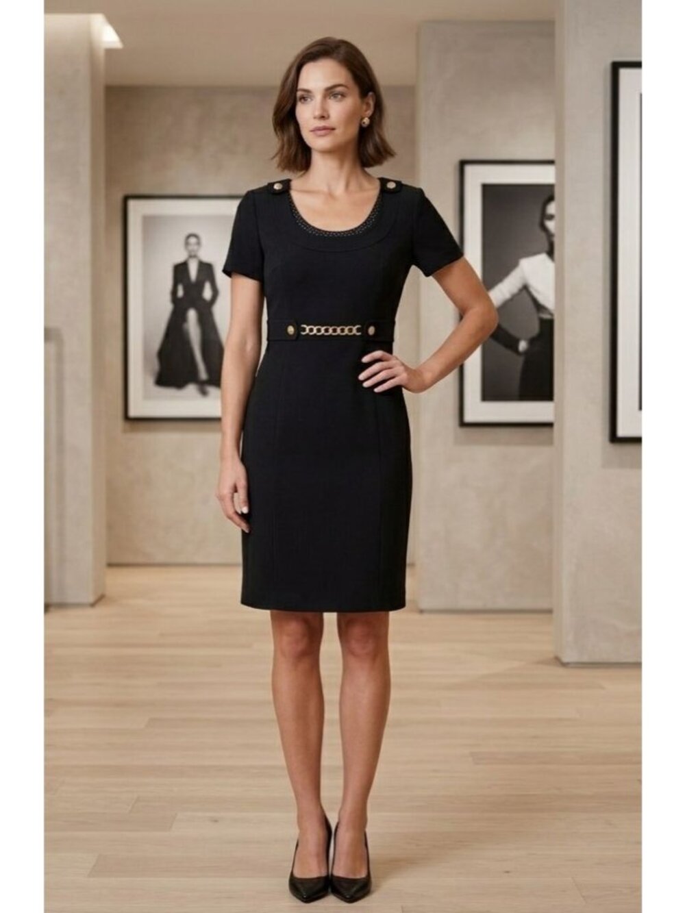 Women's - Tahari Arthur S. Levine Black Sheath Dress, Size 8